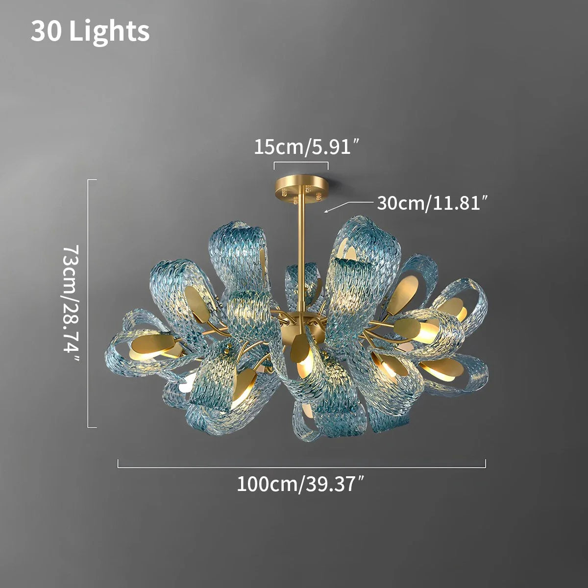 Feyran Peacock Blue Art Glass Chandelier for Dining Room