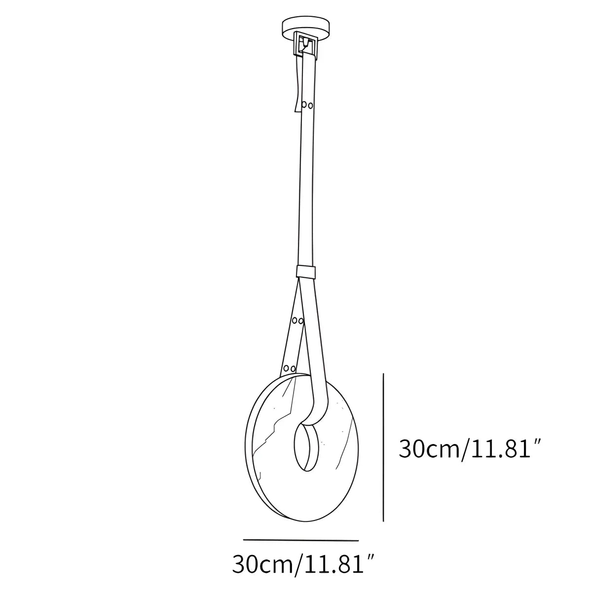 Feyran Round Spanish Alabaster Pendant Light Leather Hanging Wire