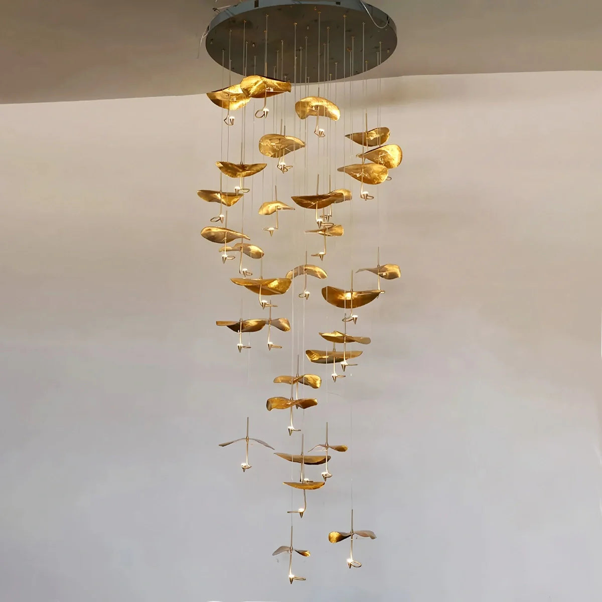 Feyran Orlia Brass Lotus Leaf Chandelier