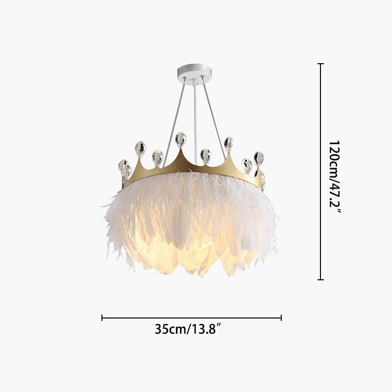 Feyran Nordic Feather Crystal Crown Chandelier