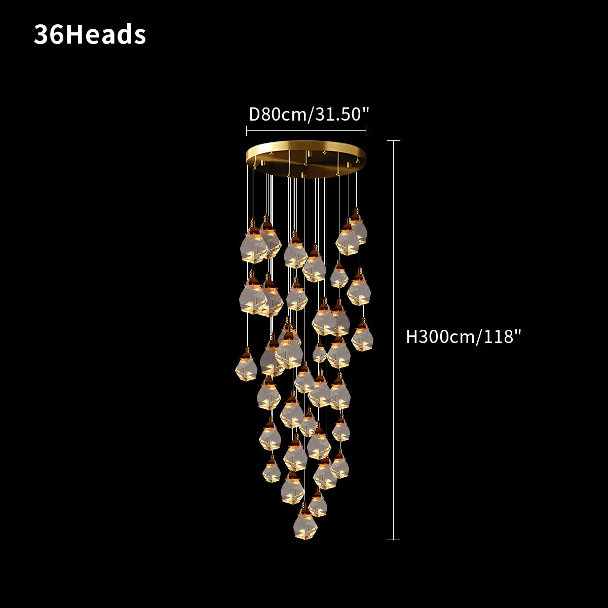 Feyran Rock Crystal Rain Chandelier for Living Room