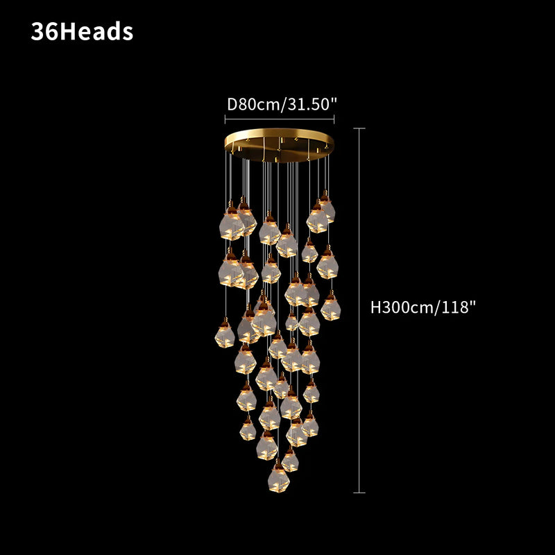 Feyran Rock Crystal Rain Chandelier for Living Room