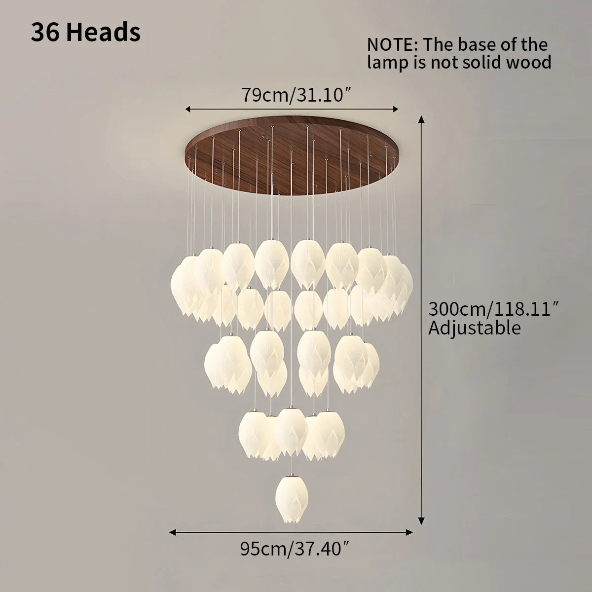 Feyran Cream Tulip Long Pendant Chandelier for Staircase