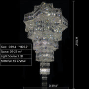 Luxury Plaza Multi-Tier Crystal Chandelier for High Ceilings/Hotel Hall / 2 Story Foyer - Feyran