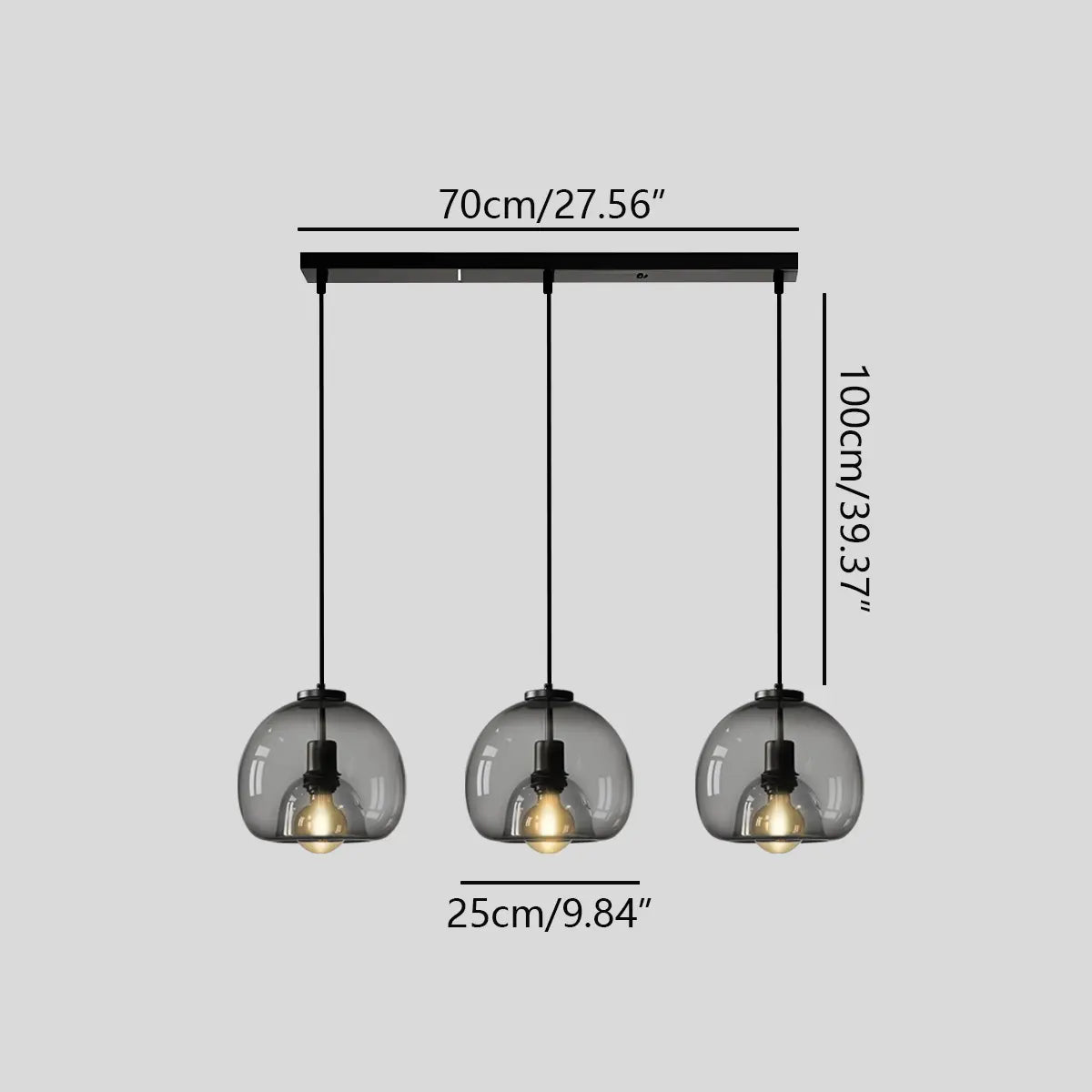 Feyran Smoky Grey Glass Pendant Light