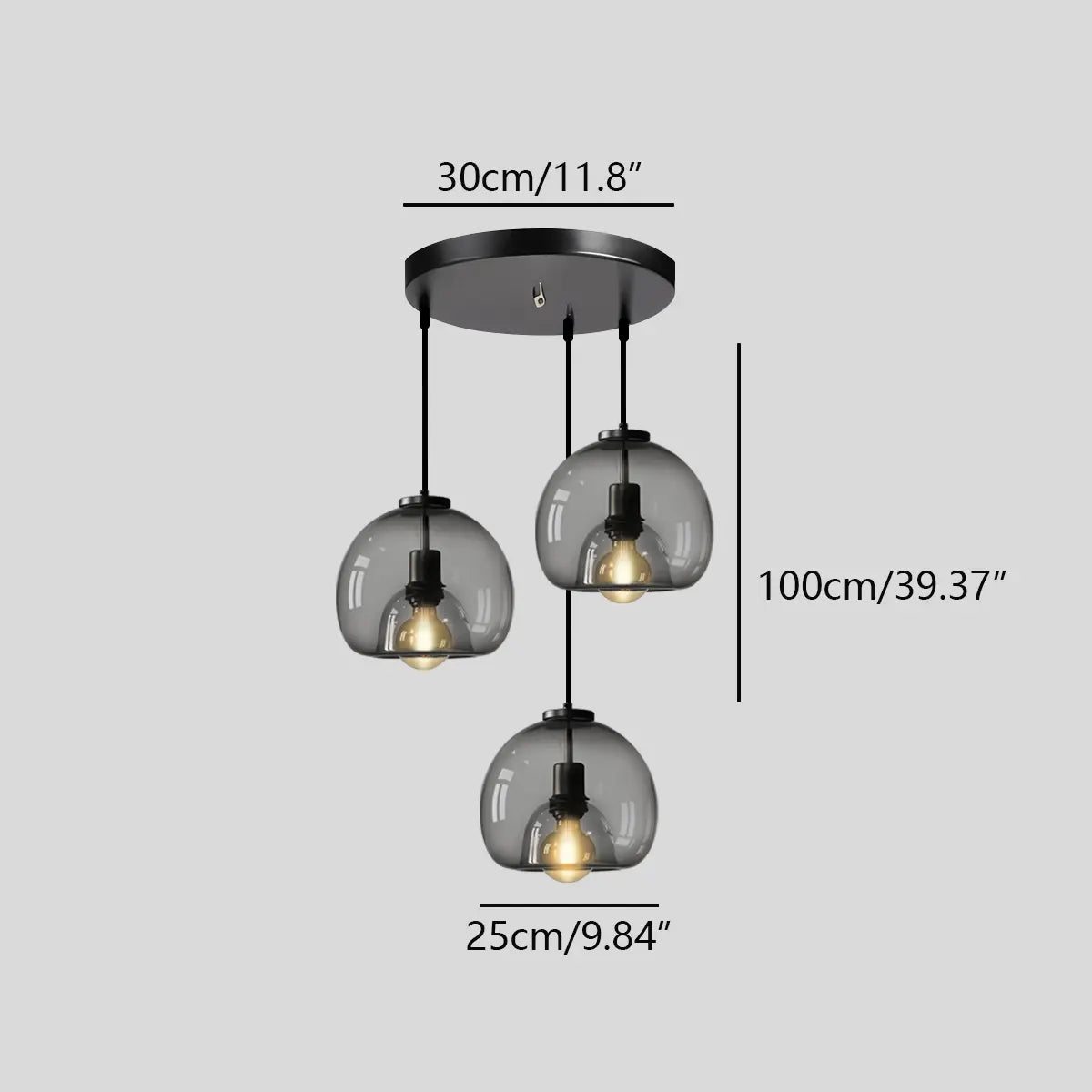 Feyran Smoky Grey Glass Pendant Light