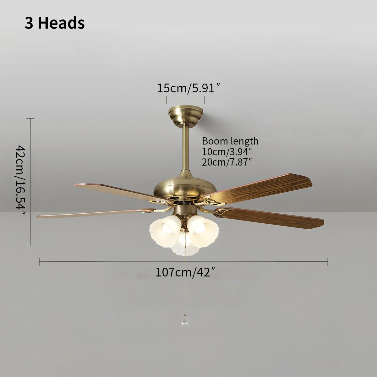 Feyran American Retro Ceiling Fan Light for Dining Room