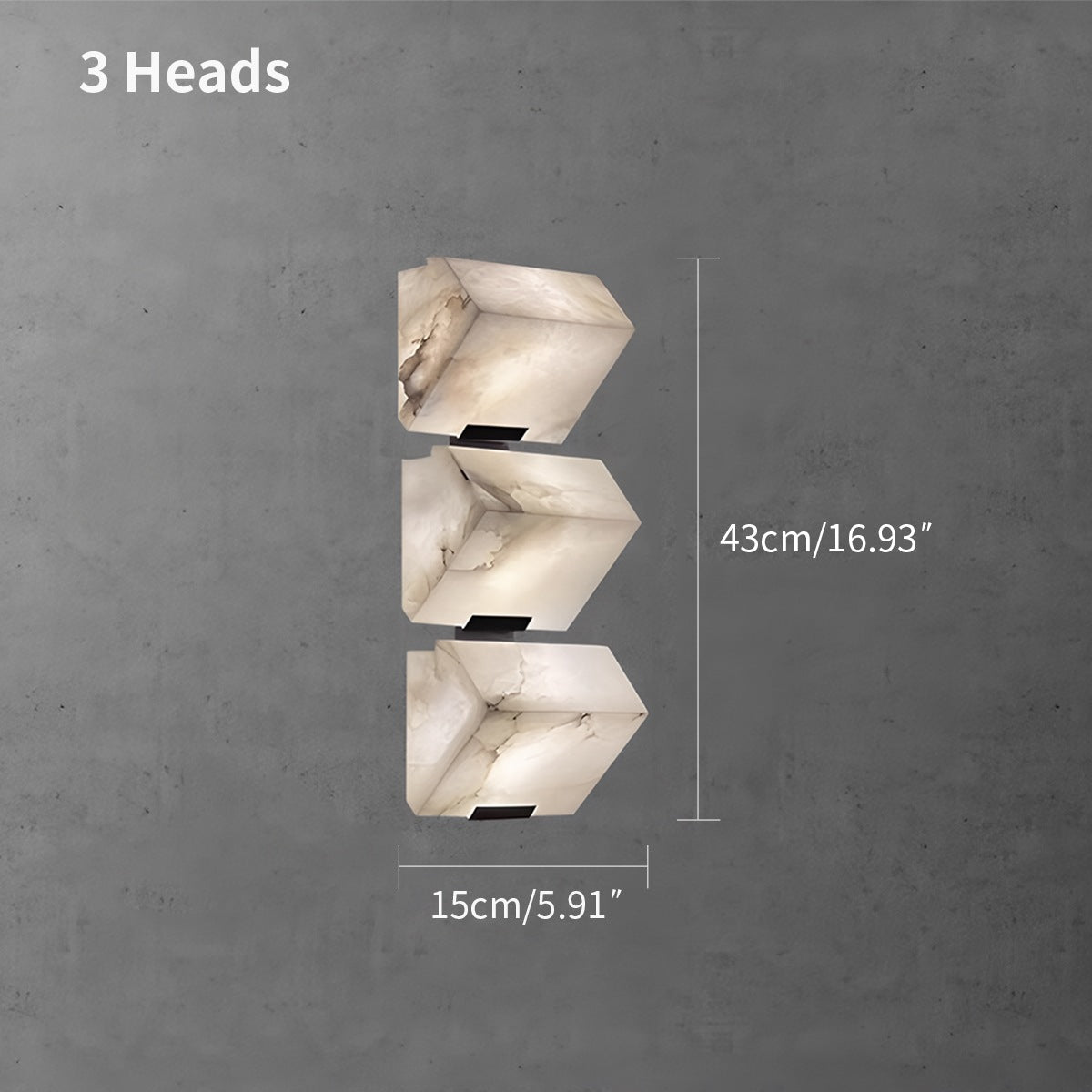 Feyran Triple Sloping Block Spanish Alabaster Wall Sconce