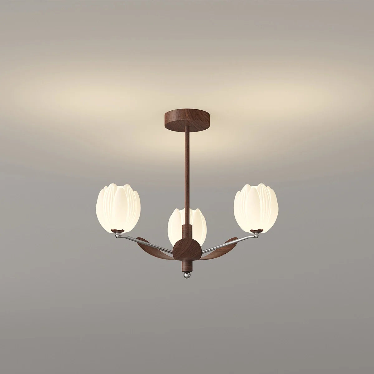 Feyran Retro Walnut Color Flower Chandelier for Living Room