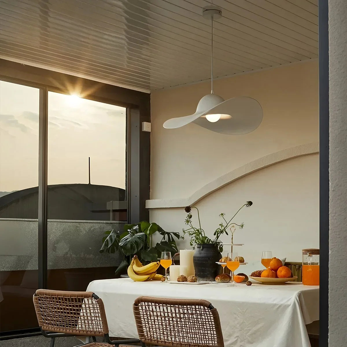 Feyran Straw Hat Acoustic Pendant Light for Dining room