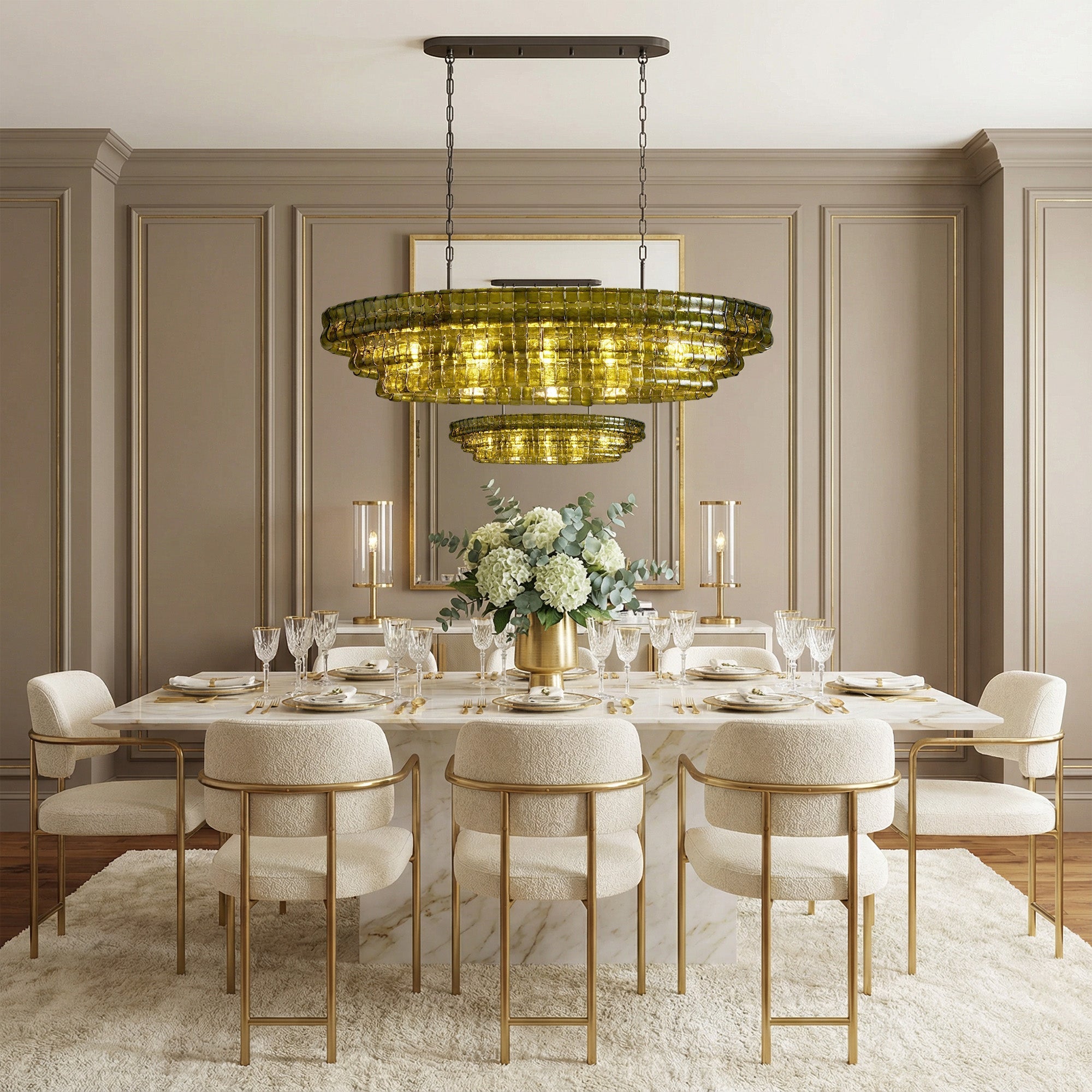 Ghiaccio Oval Chandelier 54"W/65"W
