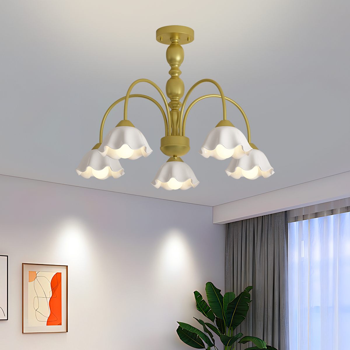 Feyran French Pastoral Style Flower Chandelier