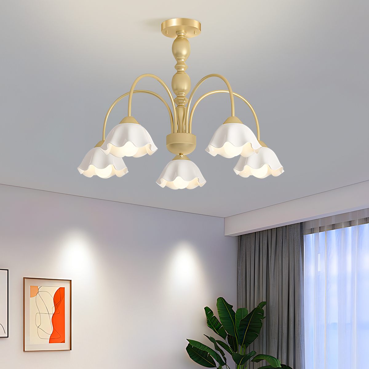 Feyran French Pastoral Style Flower Chandelier