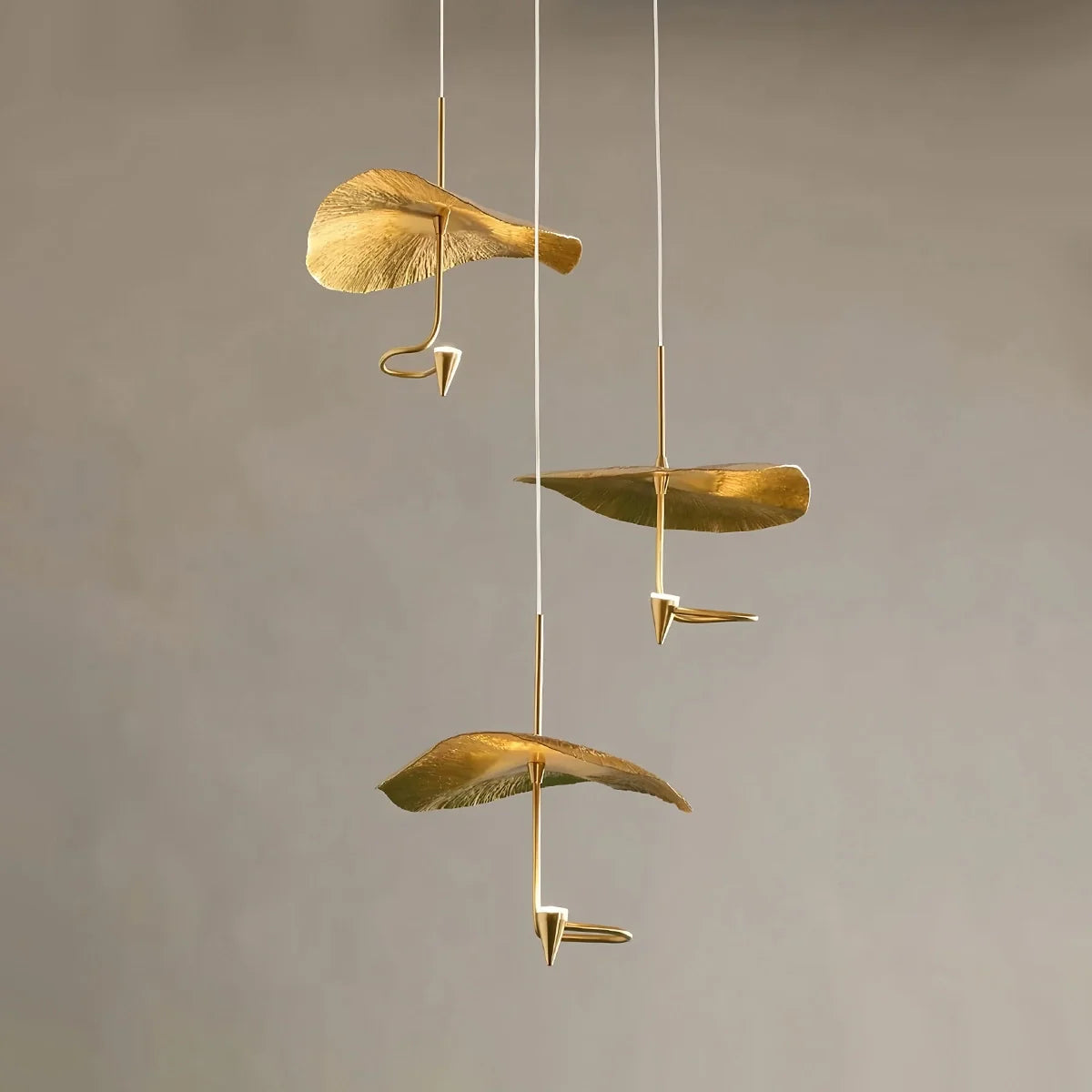 Feyran Orlia Brass Lotus Leaf Chandelier