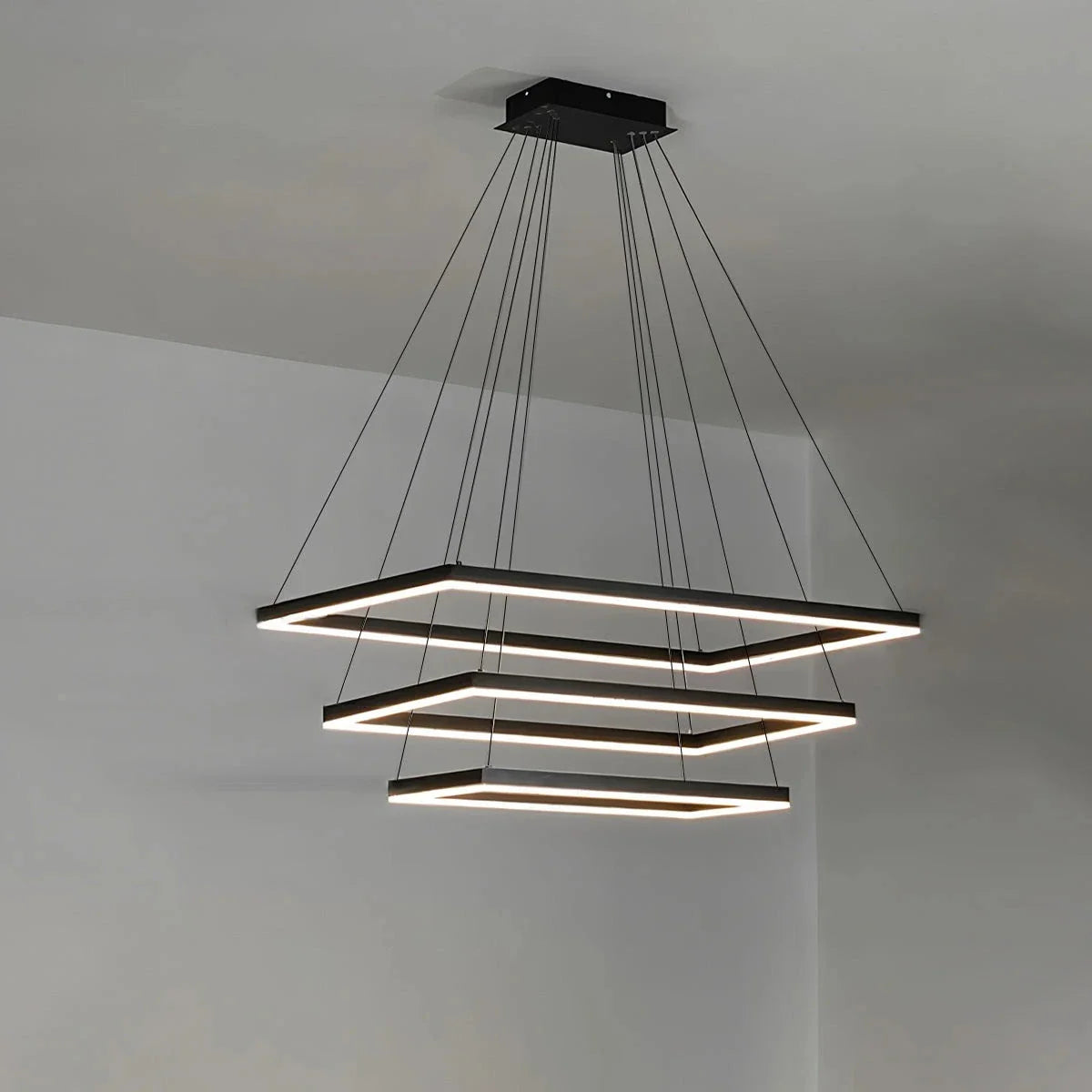 Feyran Modern Black Tiered Rectangular Chandelier