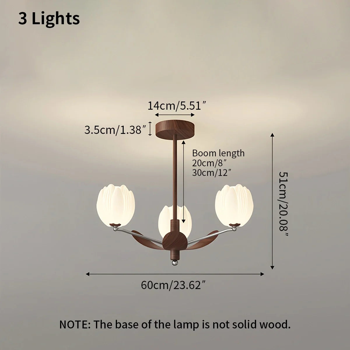Feyran Retro Walnut Color Flower Chandelier for Living Room