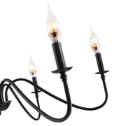 Modern Farmhouse Black Metal Candle Chandelier - detail