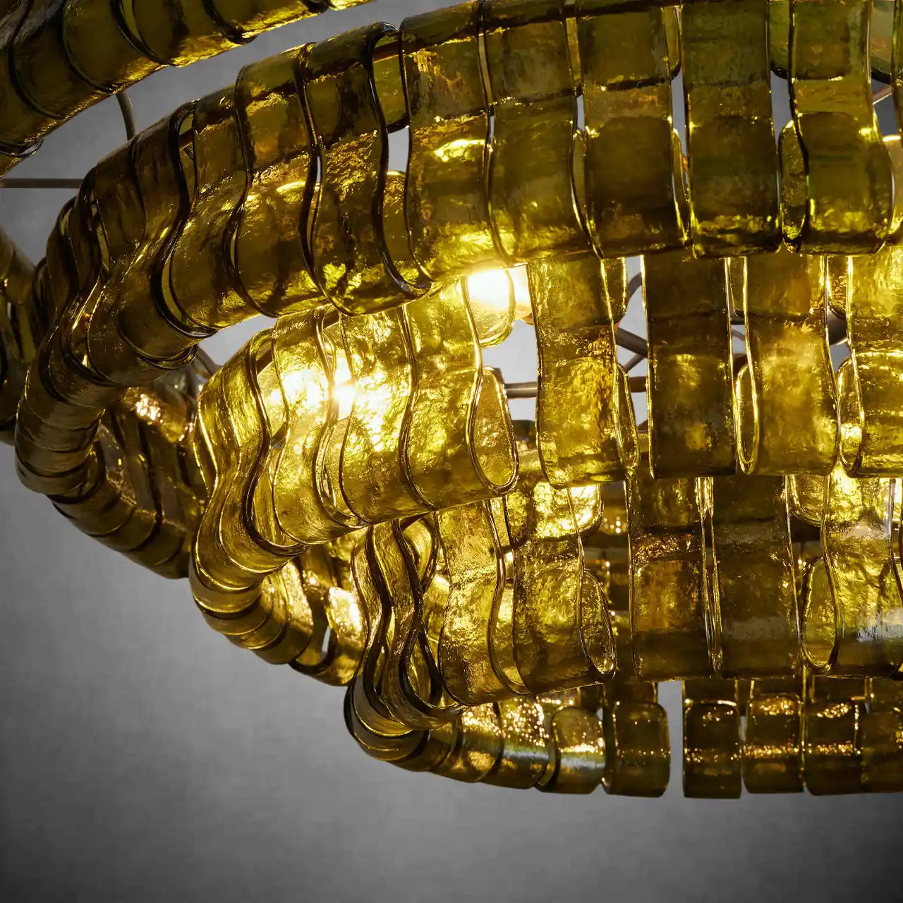 Ghiaccio Round Glass Chandelier-Chandelier-Feyran-Antique Brass-Clear-24"-Feyran