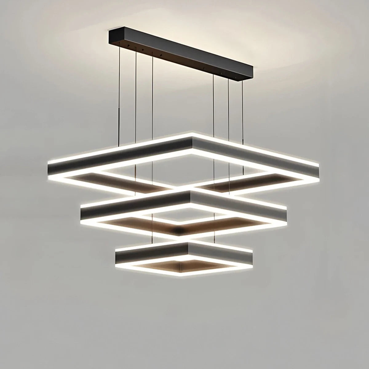 Feyran Tiered Black Square Pendant Lamp for Living Room