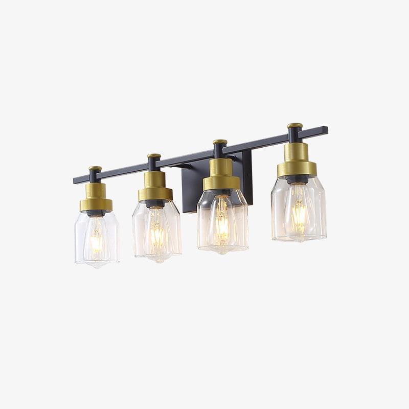 4-Light Black and Gold Glass Vanity Light