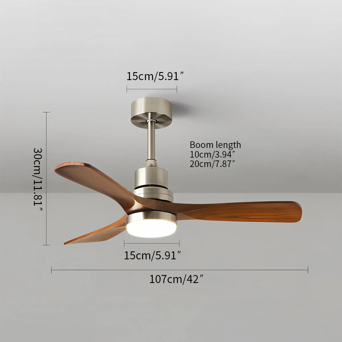 Feyran American Retro 3-Blade Ceiling Fan with Light