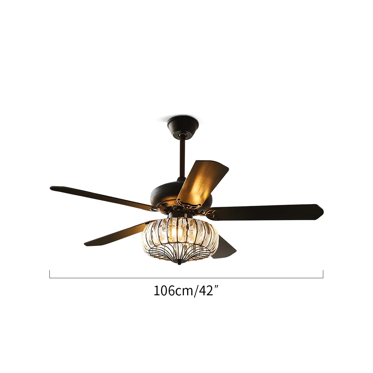 Feyran Vintage Crystal Ceiling Fan with Light