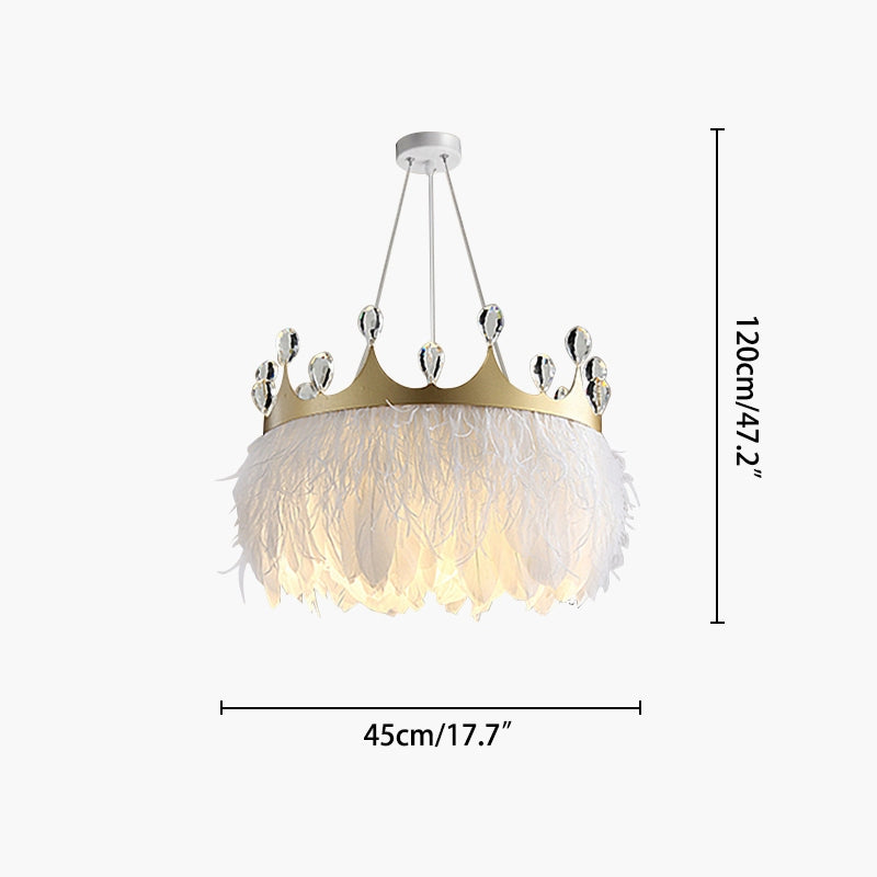 Feyran Nordic Feather Crystal Crown Chandelier