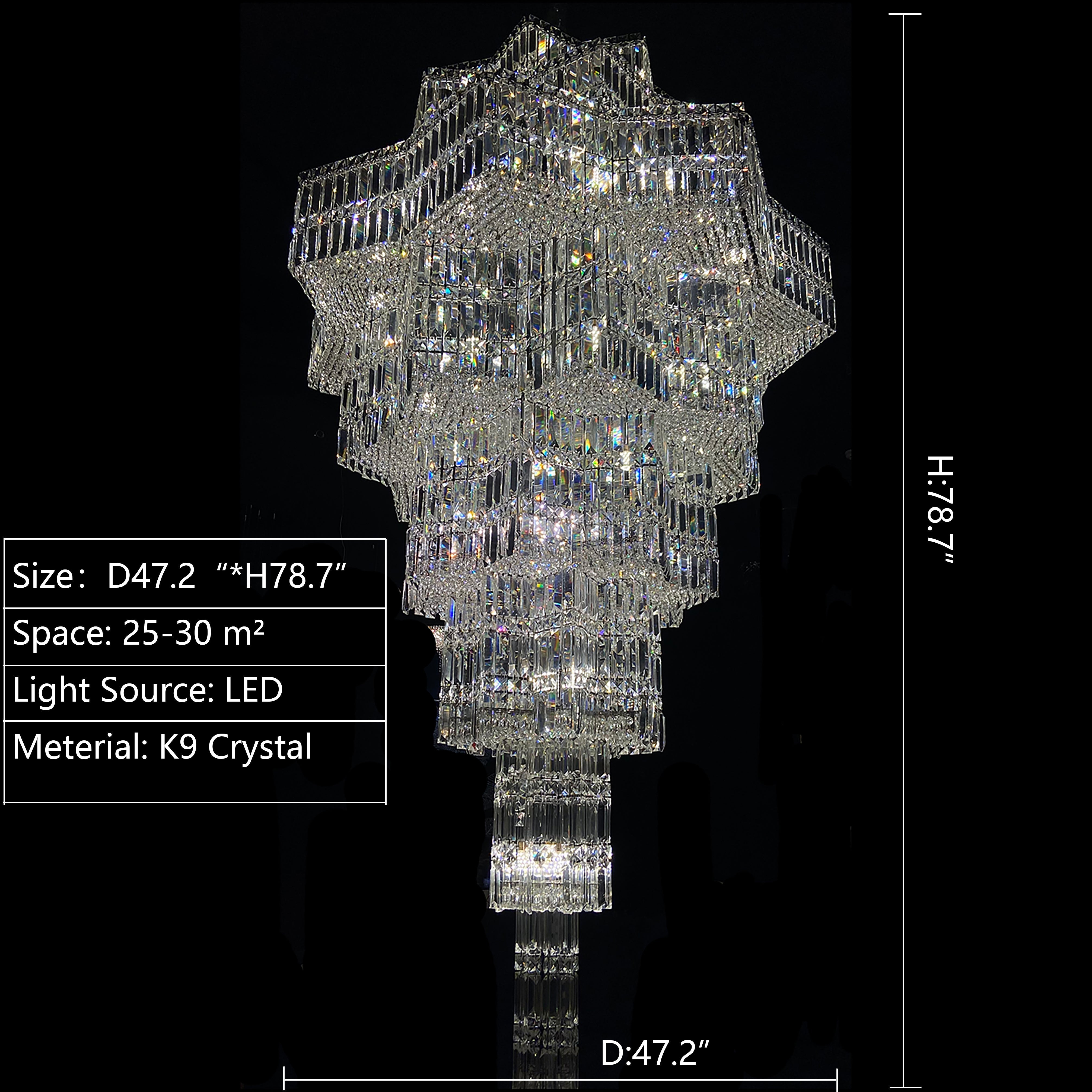 Luxury Extra Large Plaza Multi-Tier Crystal Chandelier For Hotel Hall / 2 Story Foyer / High Ceiling Living Room