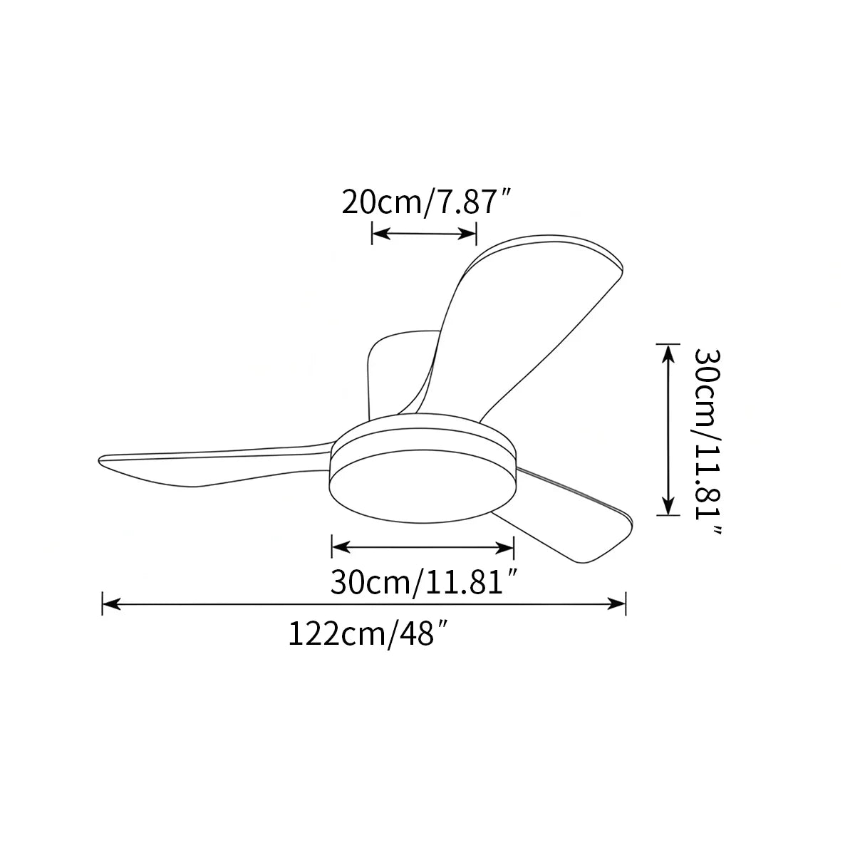 Feyran 3 Wood Blade Low Profile Ceiling Fan Lamp