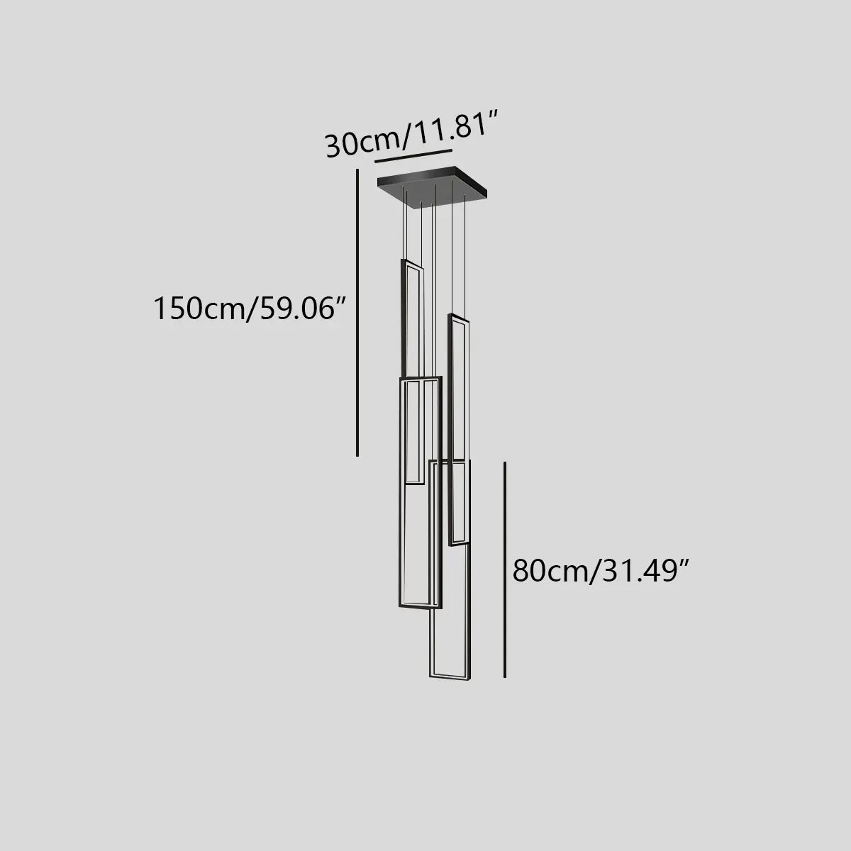 Feyran Aldarj Rectangular LED Staircase Chandelier