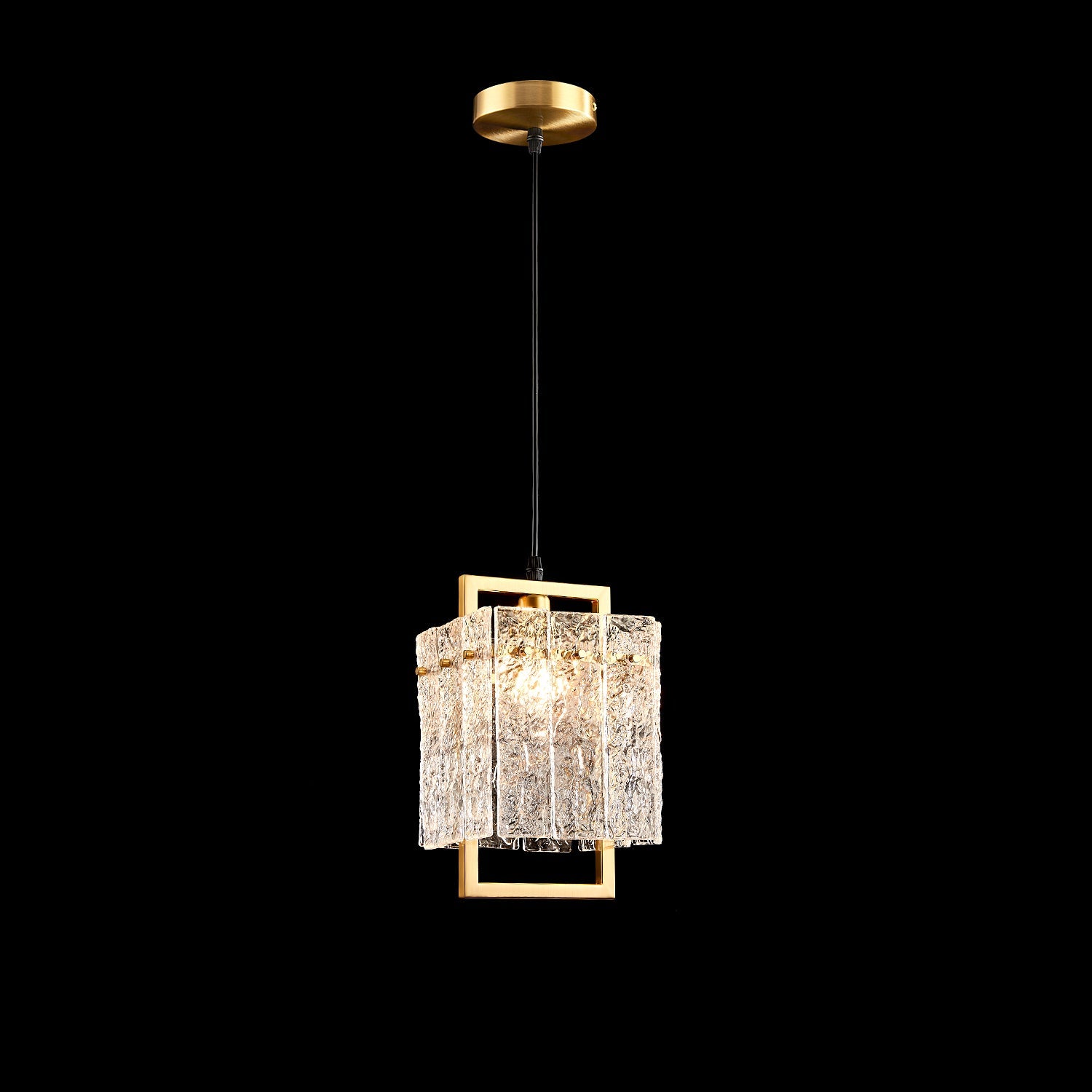 Square Frame Cracked Glass Lampshade Pendant Light | Feyran