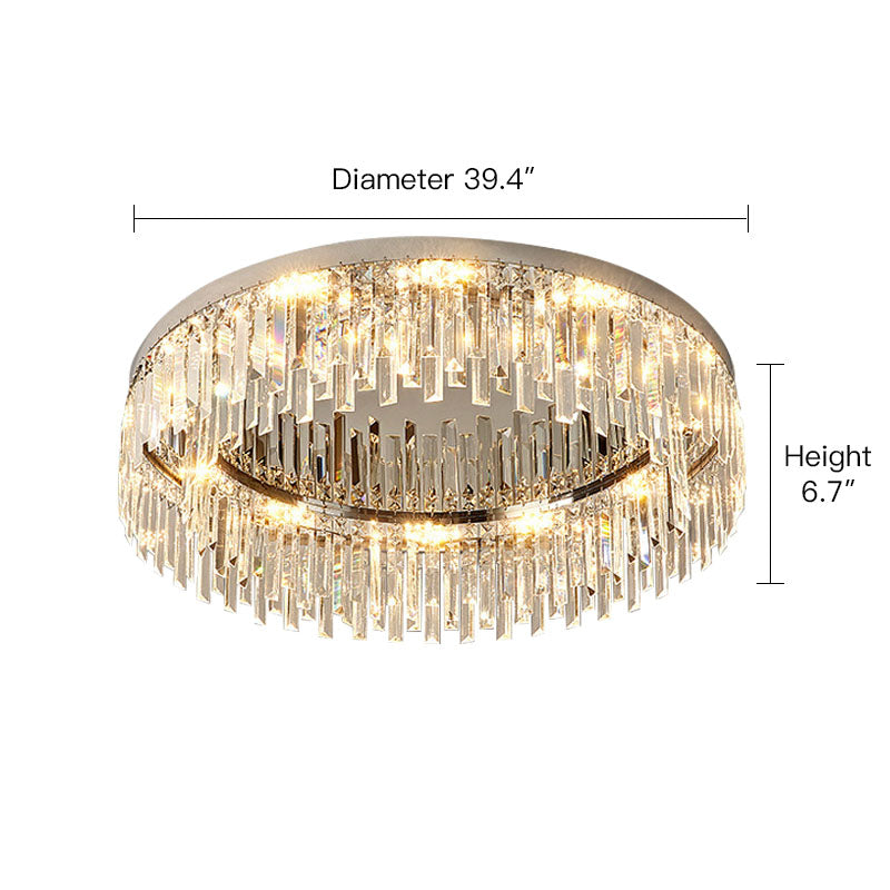 Modern Irregular Crystal Flush Mount Ceiling Light - Dimension | Feyran