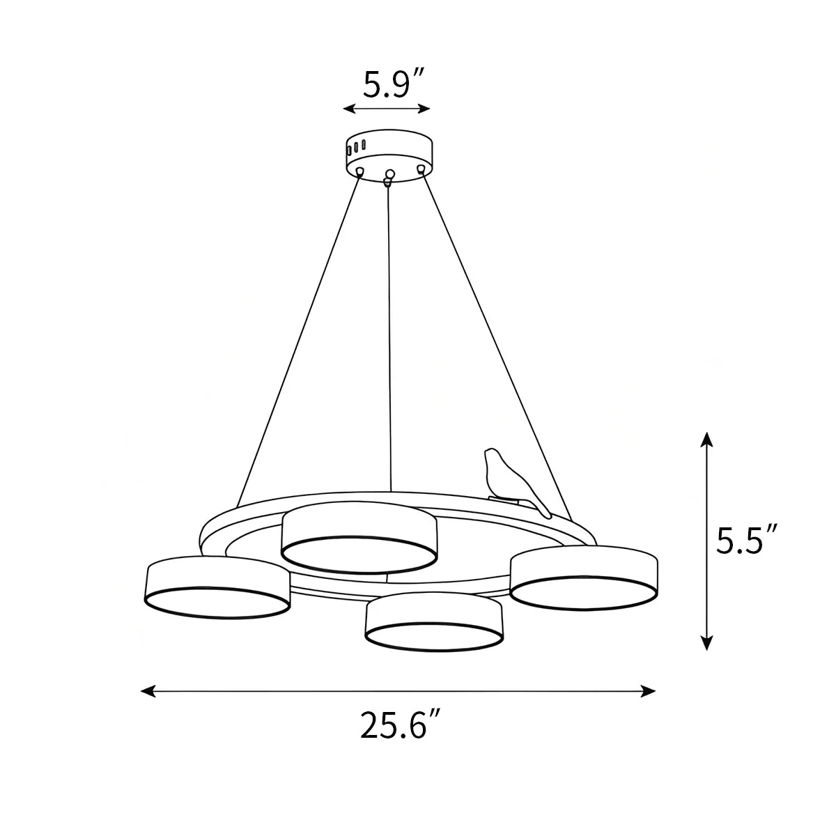 Feyran Sienna Bird Round Chandelier for Living Room
