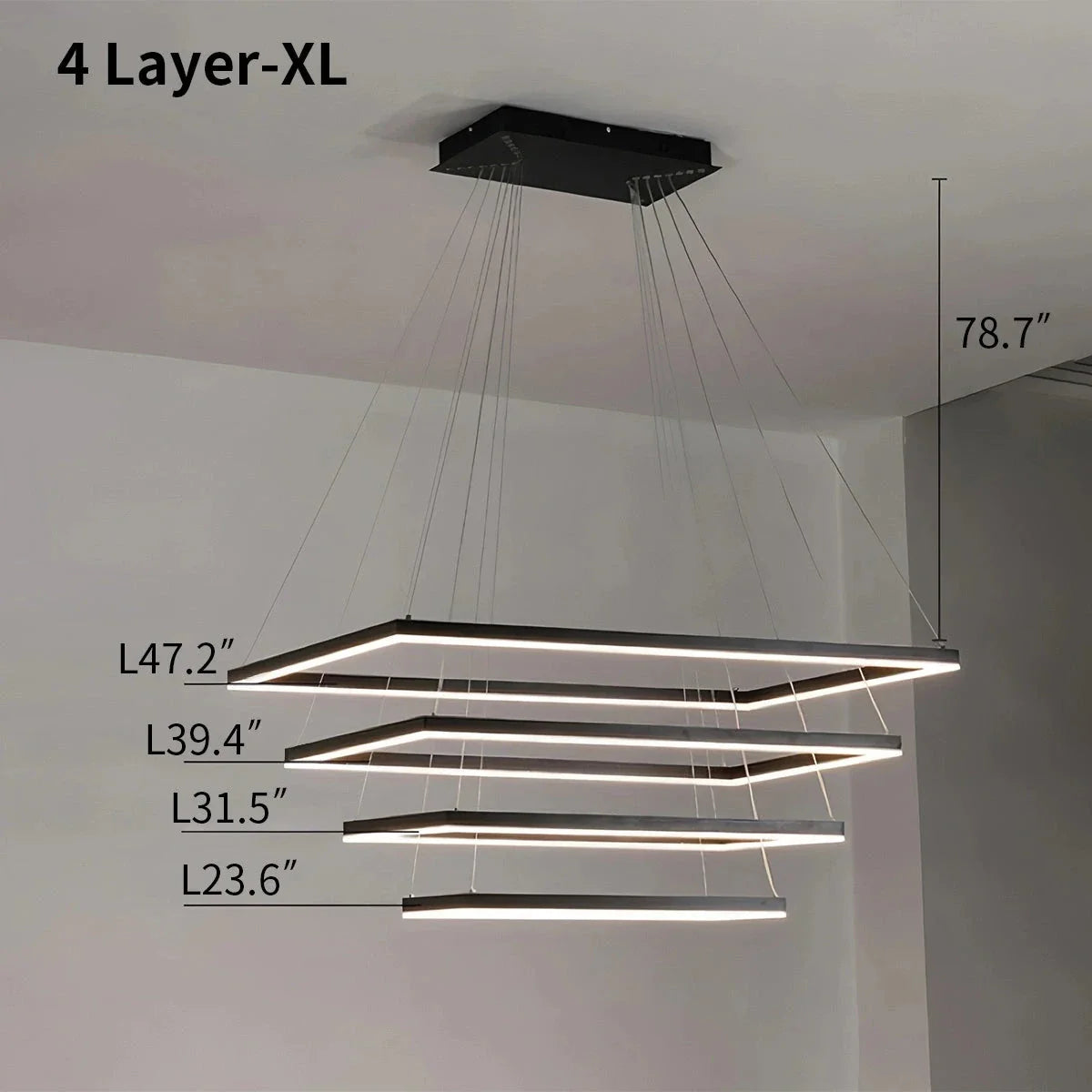 Feyran Modern Black Tiered Rectangular Chandelier