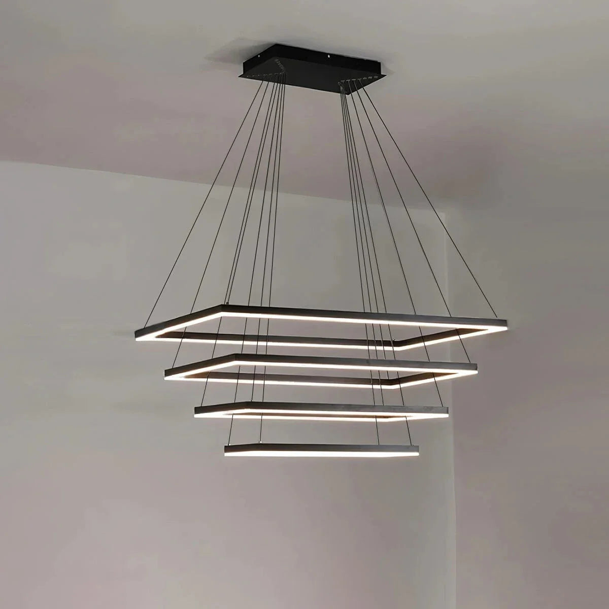 Feyran Modern Black Tiered Rectangular Chandelier