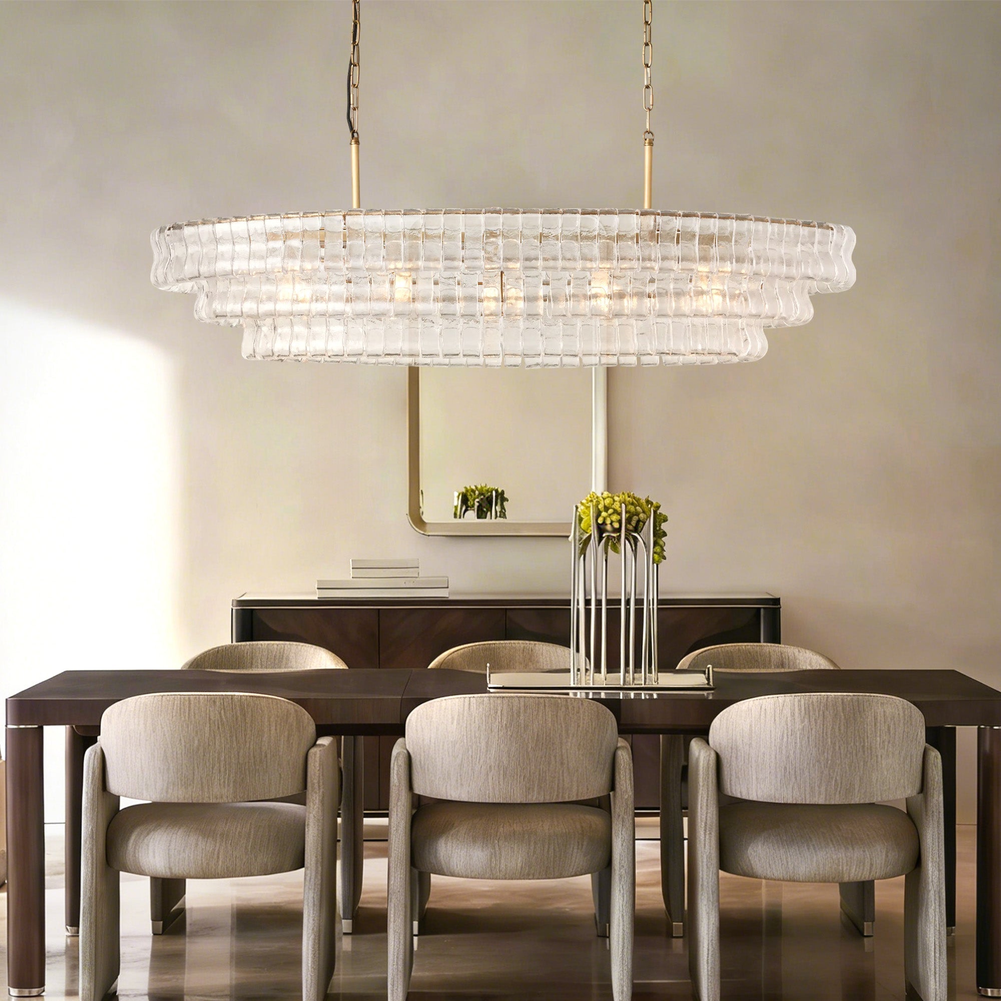 Ghiaccio Oval Chandelier 54"W/65"W