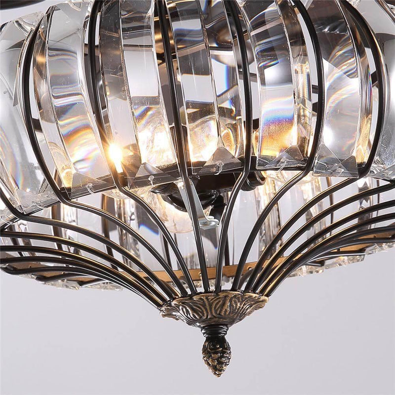 5 - Blade Black Frame Crystal Ceiling Fan with Remote Control for Living Room