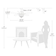 5 - Black Blade Clear Crystal Ceiling Fan with Remote Control--Size |Feyran