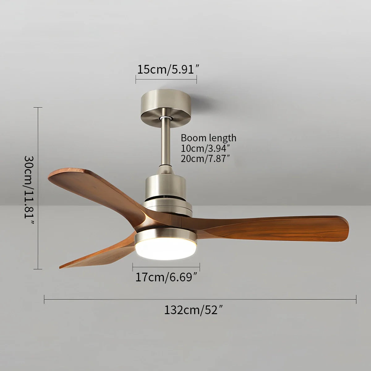 Feyran American Retro 3-Blade Ceiling Fan with Light