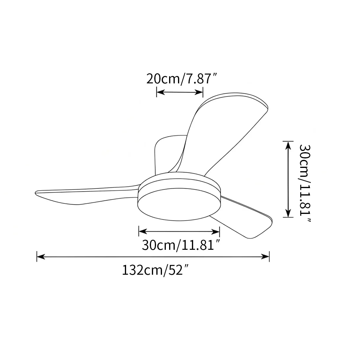 Feyran 3 Wood Blade Low Profile Ceiling Fan Lamp
