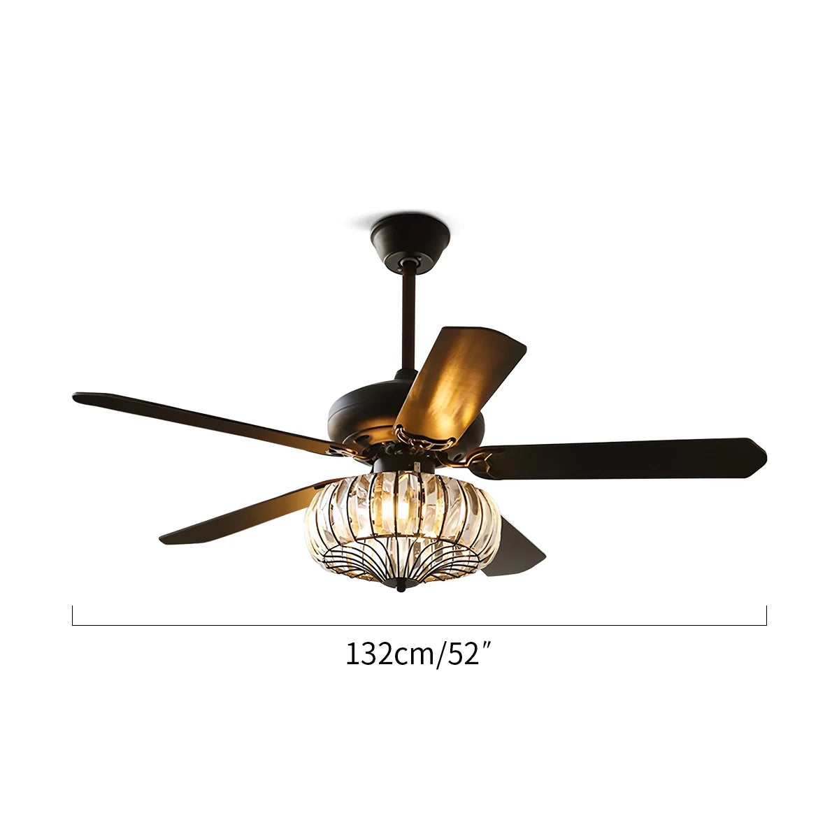 Feyran Vintage Crystal Ceiling Fan with Light