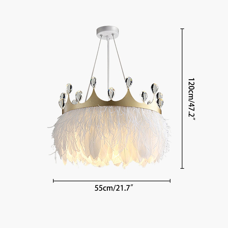 Feyran Nordic Feather Crystal Crown Chandelier