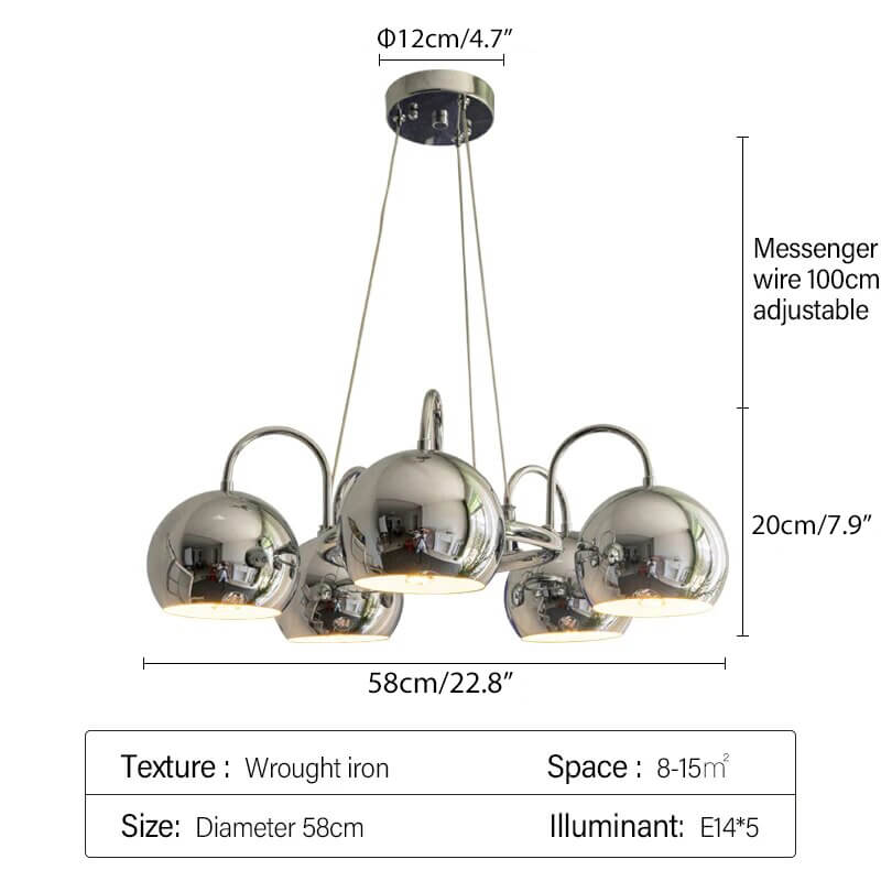 Feyran Bauhaus Style Antique Chrome Chandelier