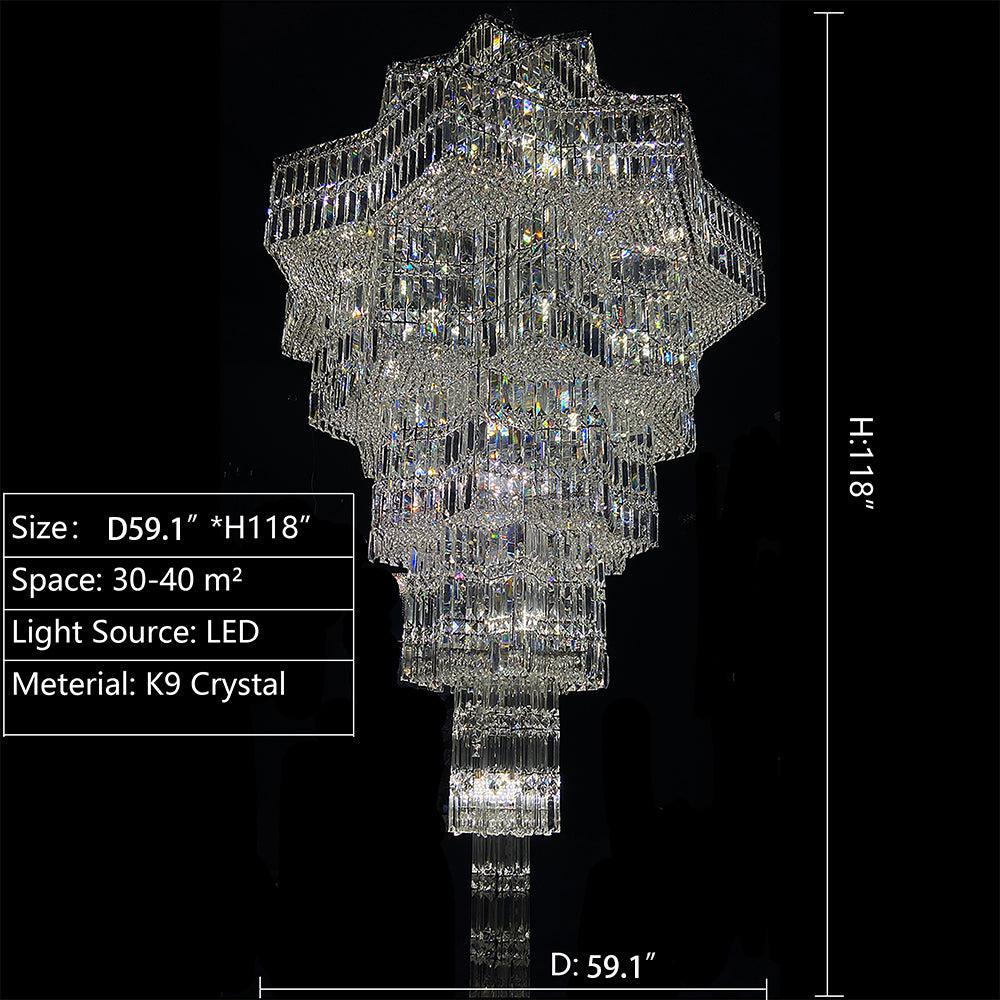 Luxury Plaza Multi-Tier Crystal Chandelier for High Ceilings/Hotel Hall / 2 Story Foyer - Feyran