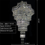 Luxury Plaza Multi-Tier Crystal Chandelier for High Ceilings/Hotel Hall / 2 Story Foyer - Feyran