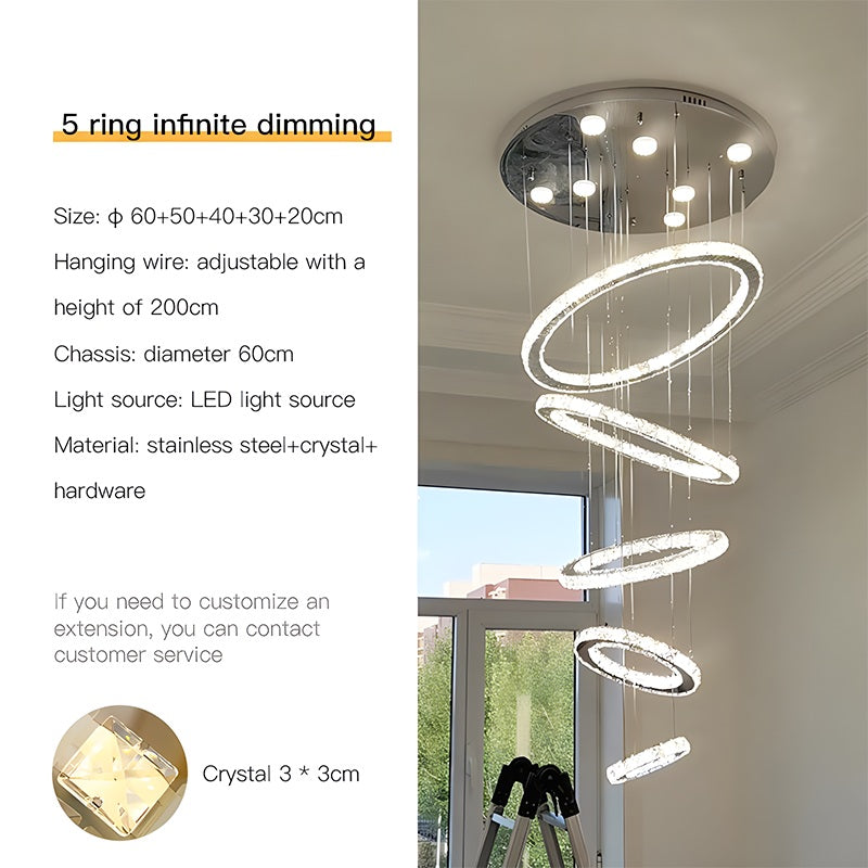 Feyran Luxurious Ring Layered Crystal Chandelier