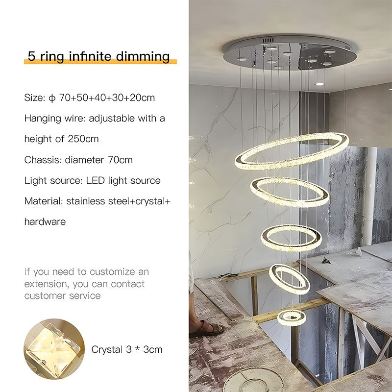 Feyran Luxurious Ring Layered Crystal Chandelier