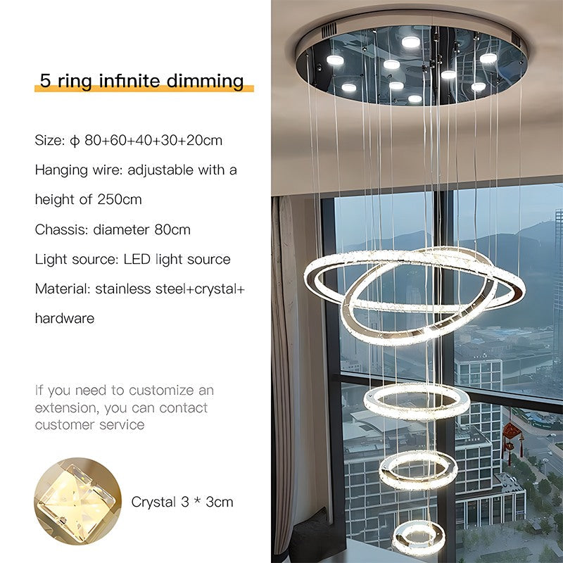 Feyran Luxurious Ring Layered Crystal Chandelier