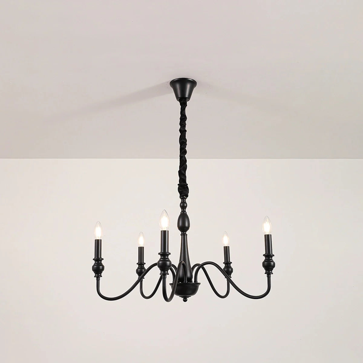 Feyran American Simple Black Candle-Style Chandelier