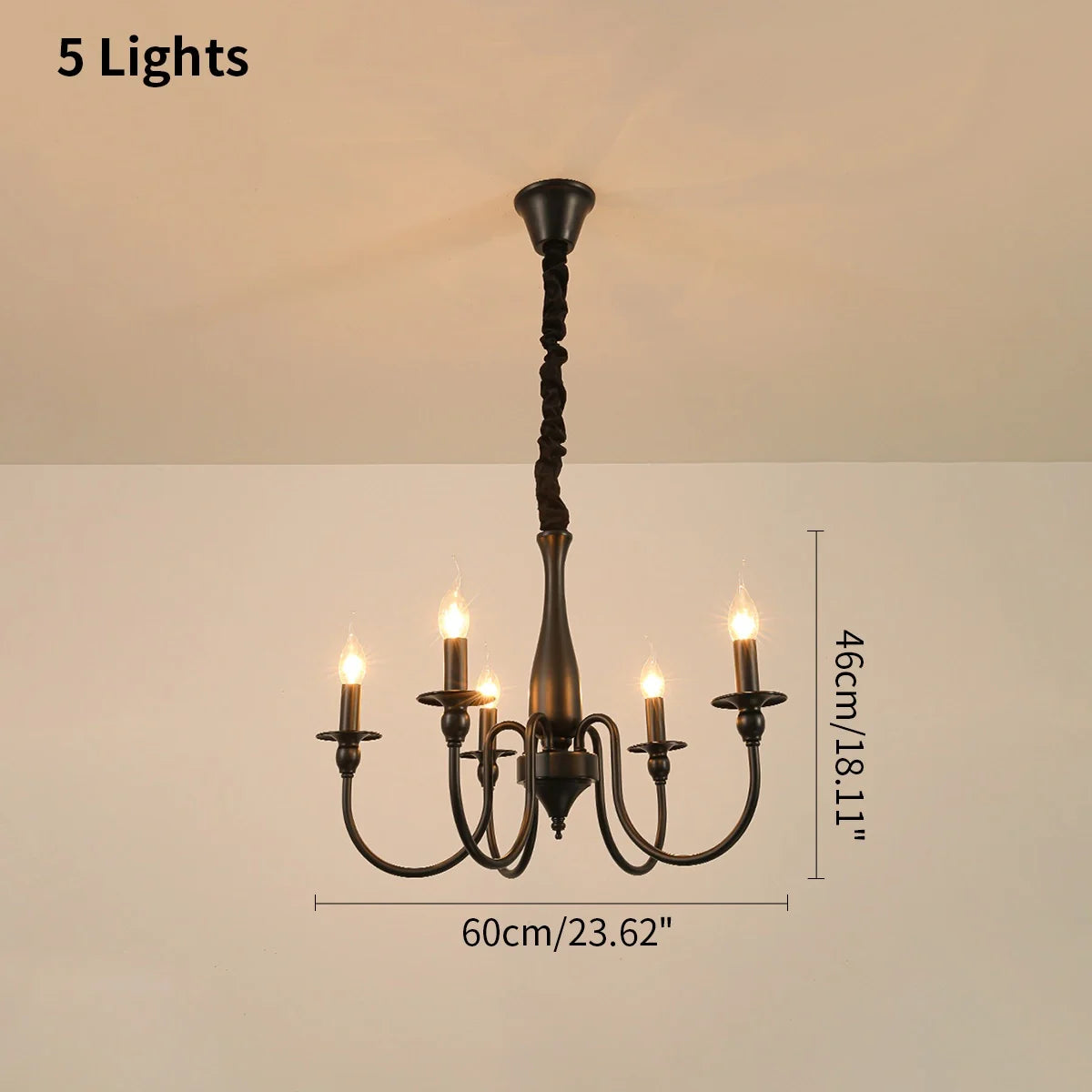 Feyran American Retro Black Candle Chandelier